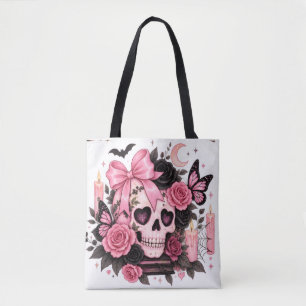 Gothischer Totenkopf-Coquette-Halloween-Tasche mit