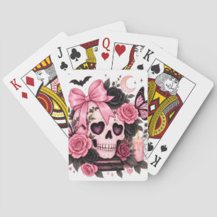 Gothischer Totenkopf-Coquette-Halloween-Tasche mit Spielkarten