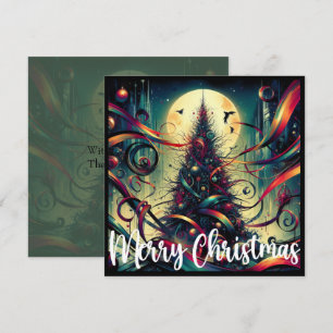Gothischer Weihnachtsbaum im Mondlicht Feiertagskarte