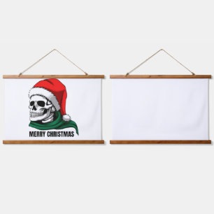 Gothischer Weihnachtsschädel mit Santa-Hut Wandteppich Mit Holzrahmen