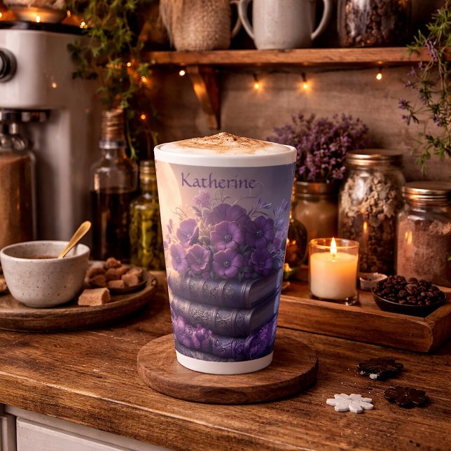 Gothisches Buch Lila Blumenmuster Milchtasse (Von Creator hochgeladen)