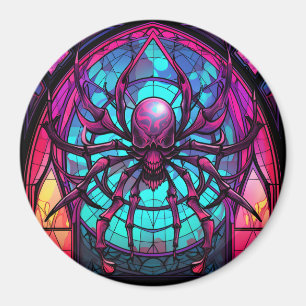 Gothisches Buntglas-Totenkopf-Spinne Magnet