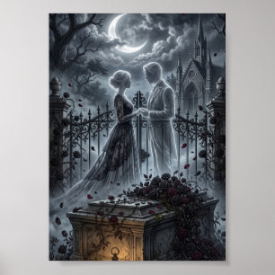 Gothisches Geisterpaar Schwarze Rose Verfluchte Ho Poster