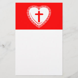 Gothisches Herz + Kreuz (Rot + Weiß) Briefpapier