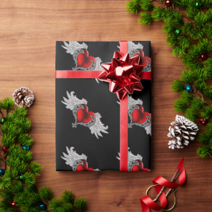 Gothisches Herz mit Engelsflügeln Geschenkpapier