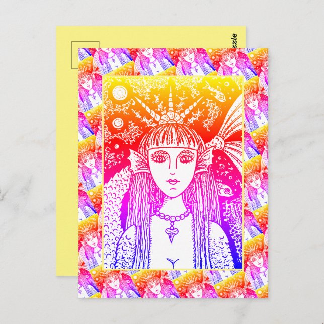 GOTHISCHES MERMAID, SCHWARZES MEER SIREN FANTASY W POSTKARTE (Vorne/Hinten)