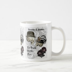 Gothisches Paar in Liebe Skulls Custom Coffee Tass Kaffeetasse