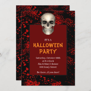 Gothisches Schädelblut geplättetes Halloween-Party Einladung