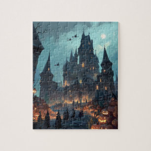 Gothisches Spukschloss Halloween Puzzle – Hexen