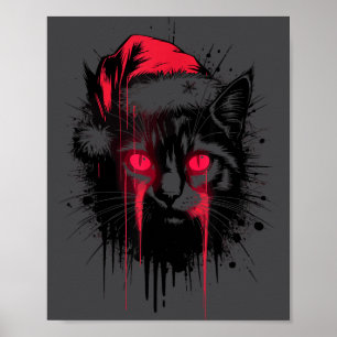 Gothisches Weihnachts-Nge-Horror-Katzen-Santa-Hut Poster