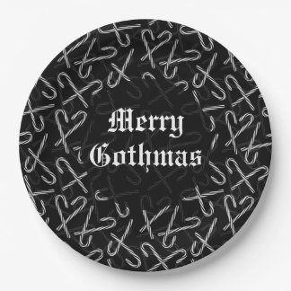 Gothmas Black and White Candy Cane Pattern Pappteller