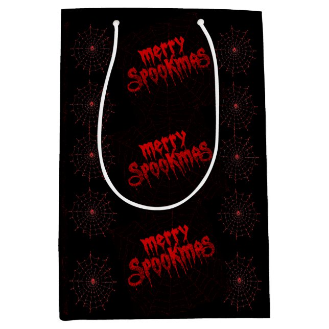 Gothmas Bold Red Script on Black Goth Christmas Mittlere Geschenktüte (Vorderseite)