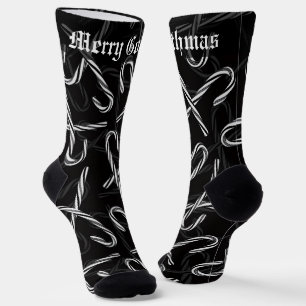 Gothmas Schwarz-Weiß-Zuckerstangen-Muster Socken