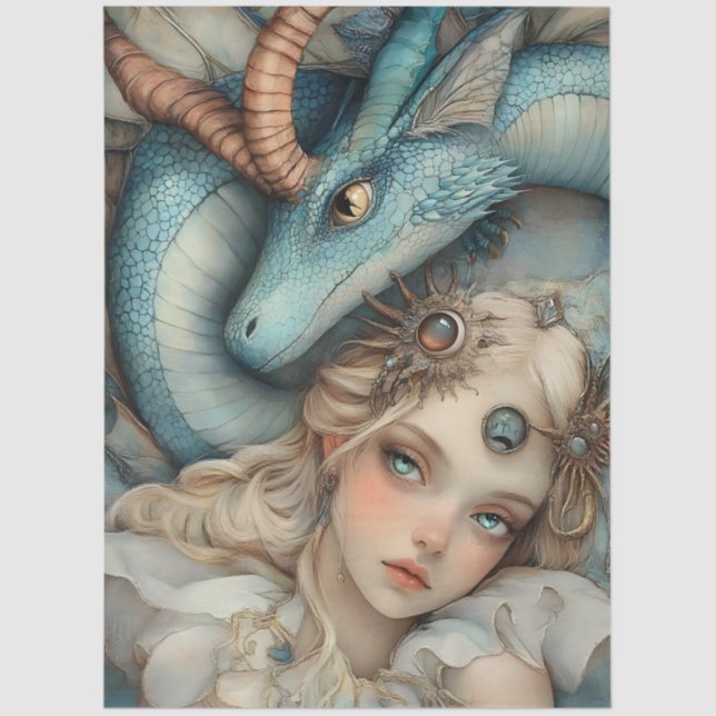Gothological Mythological Nymph Fantasy Dragon & G Seidenpapier (Vorderseite)