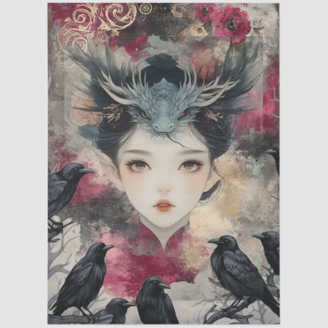 Gothological Mythological Nymph Fantasy Dragon Seidenpapier (Vorderseite)