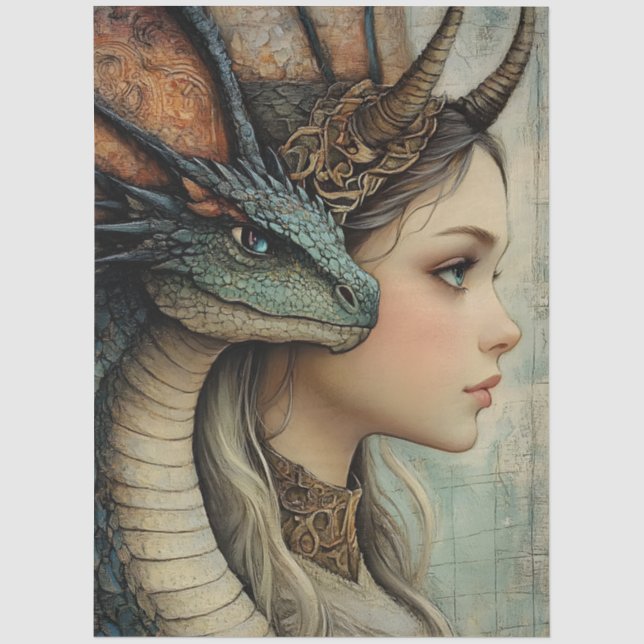 Gothological Mythological Nymph Fantasy Dragon Seidenpapier (Vorderseite)