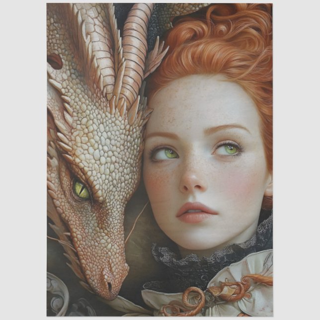 Gothological Mythological Nymph Fantasy Dragon Seidenpapier (Vorderseite)