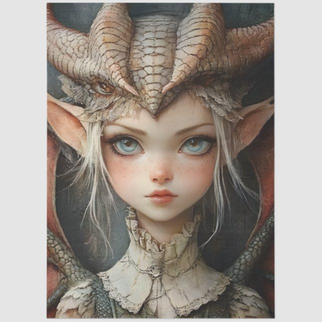 Gothological Mythological Nymph Fantasy Dragon Seidenpapier (Vorderseite)