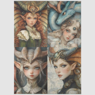 Gothology Nymph Fantasy Dragon Collage Seidenpapier