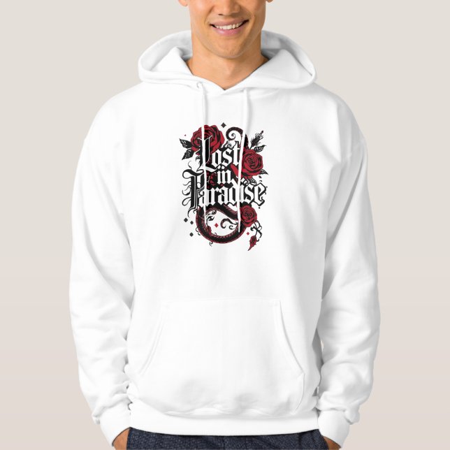 Gotisch "Lost in Paradies" mit Rote Rosen Hoodie (Vorderseite)