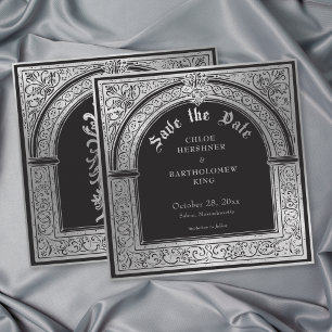 Gotisch Schwarz Silber Mittelalterliche Hochzeit Save The Date