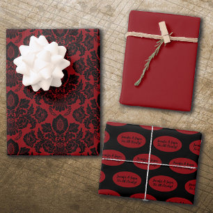 Gotisch Viktorianisch Rot & Schwarz Geschenkpapier Set