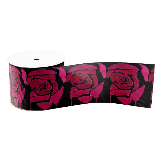 Gotische Abstrakte Rose Aquarell Blumenoriginal Ripsband (Spule)