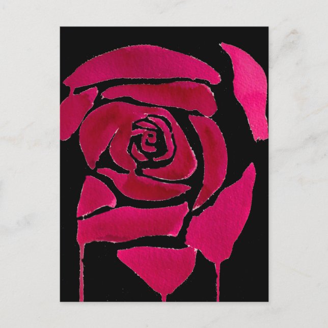 Gotische abstrakte Rose Aquarellkunst Postkarte (Vorderseite)