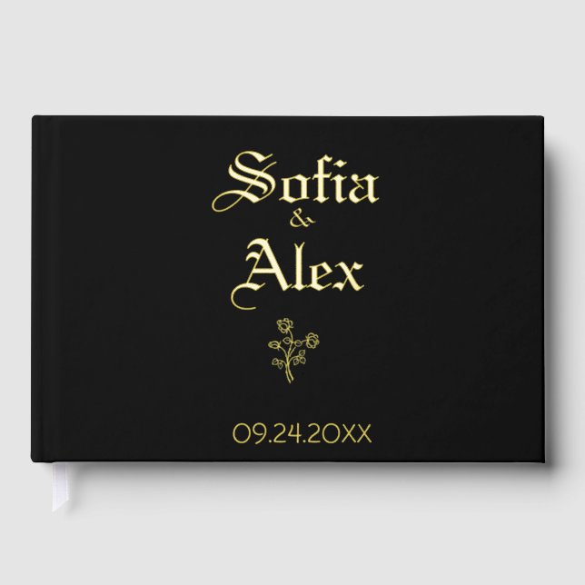 Gotische Aquarellfarben-Rose Gästebuch (Vorderseite)