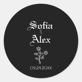 Gotische Aquarellfarben-Rose Runder Aufkleber