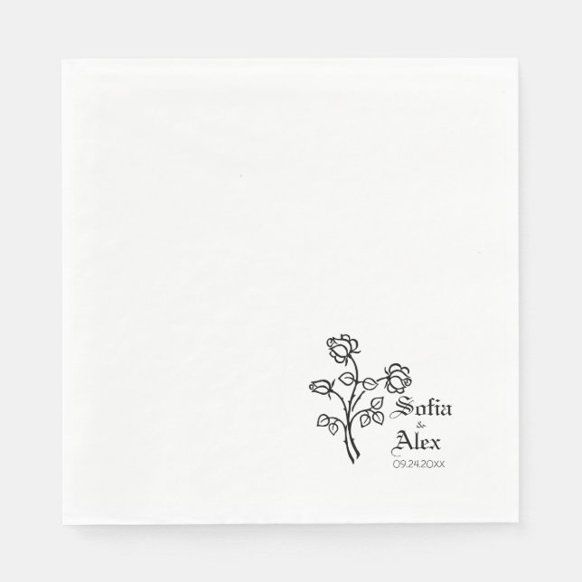 Gotische Aquarellfarben-Rose Serviette (Vorderseite)