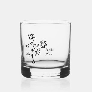 Gotische Aquarellfarben-Rose Whiskyglas