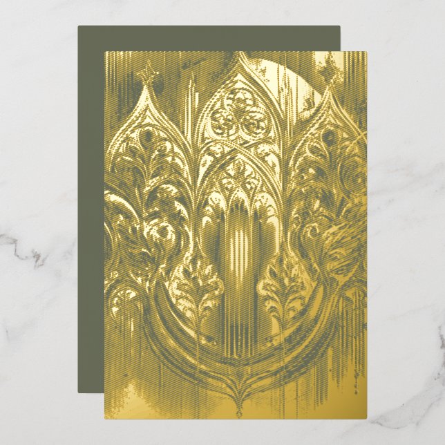 Gotische Arch Gold Foil Folien Feiertagskarte (Vorderseite/Rückseite)