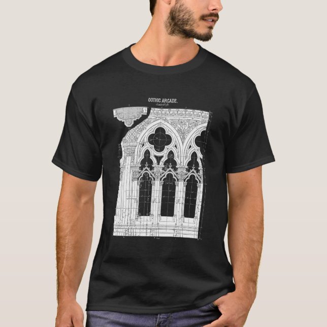 gotische Architektur Schematics Kathedrale Windows T-Shirt (Vorderseite)