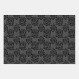 Gotische ästhetische Rose Matte Gray & Black Geschenkpapier Set