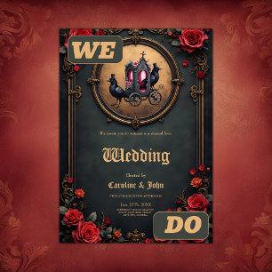Gotische Beförderung mit Rädern und Rose. Einladung