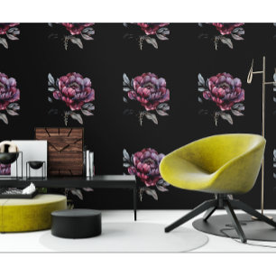 Gotische Blume in Schwarz und Rosa Tapete