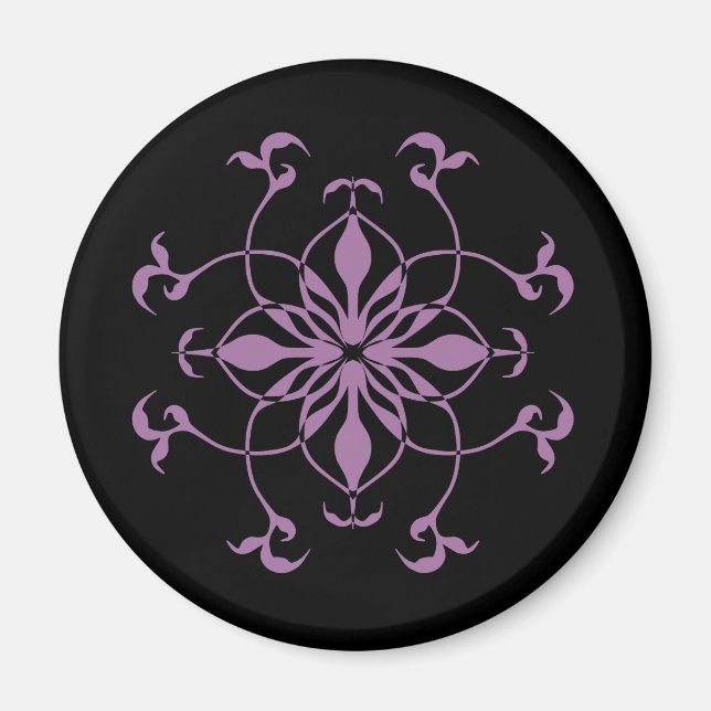 Gotische Blume lila und schwarz Magnet (Vorne)