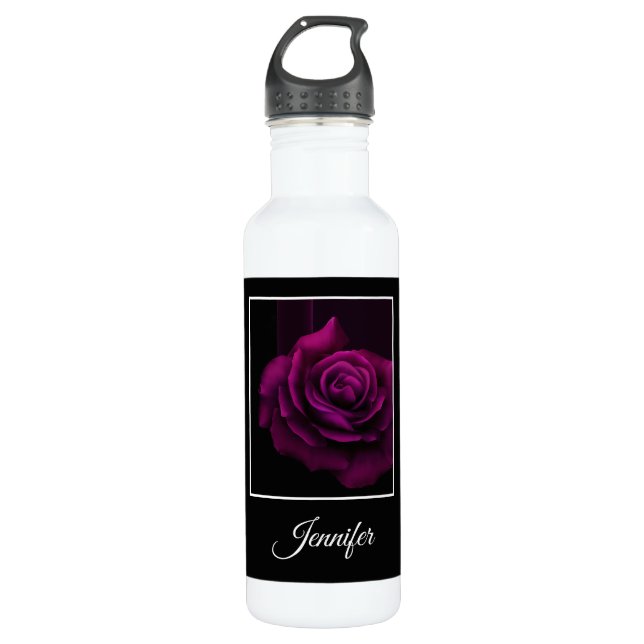 Gotische Blume mit Lila Rote Rose Edelstahlflasche (Vorderseite)