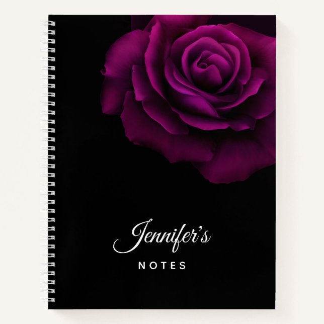 Gotische Blume mit Lila Rote Rose Notizbuch (Vorderseite)