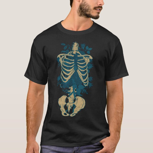 Gotische Blume und Knochen T-Shirt (Vorderseite)