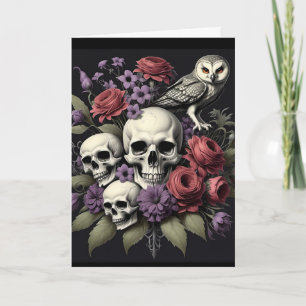 Gotische Bouquet mit drei Skullen und einem Schüss Karte