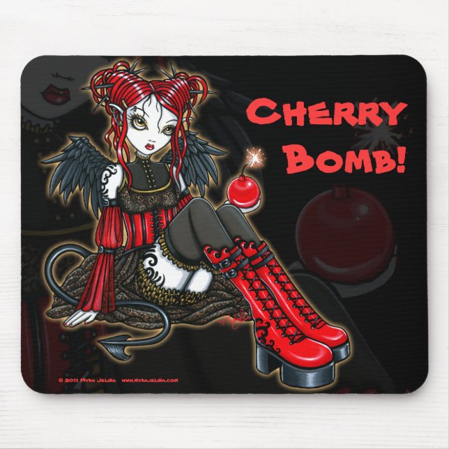 Gotische Cherrybomb Teufel-Fee Mousepad "Abigails" (Vorne)