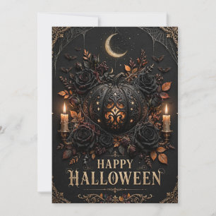 Gotische dunkle Blumen Luxus Frohes Halloween Gruß Einladung