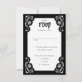 Gotische Elegante Rose Hochzeit RSVP Karte