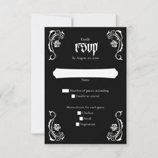 Gotische Elegante Rose Hochzeit RSVP Karte