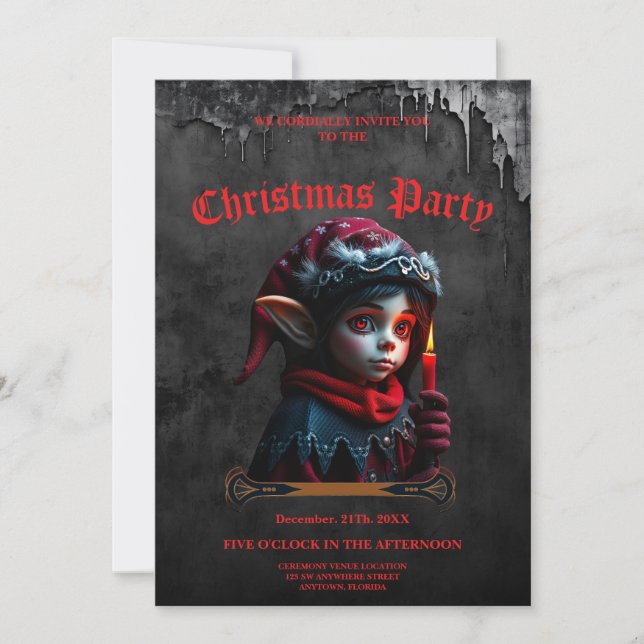 Gotische Elfenzauber unter Vollmond. Einladung (Vorderseite)