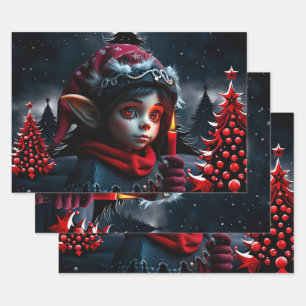 Gotische Elfenzauber unter Vollmond. Geschenkpapier Set