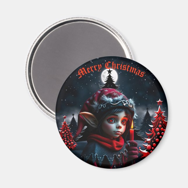 Gotische Elfenzauber unter Vollmond. Magnet (Vorderseite/Rückseite)