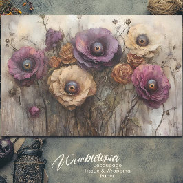 Gotische Fantasie Blumenstrauß mit Augen dekoupage Seidenpapier